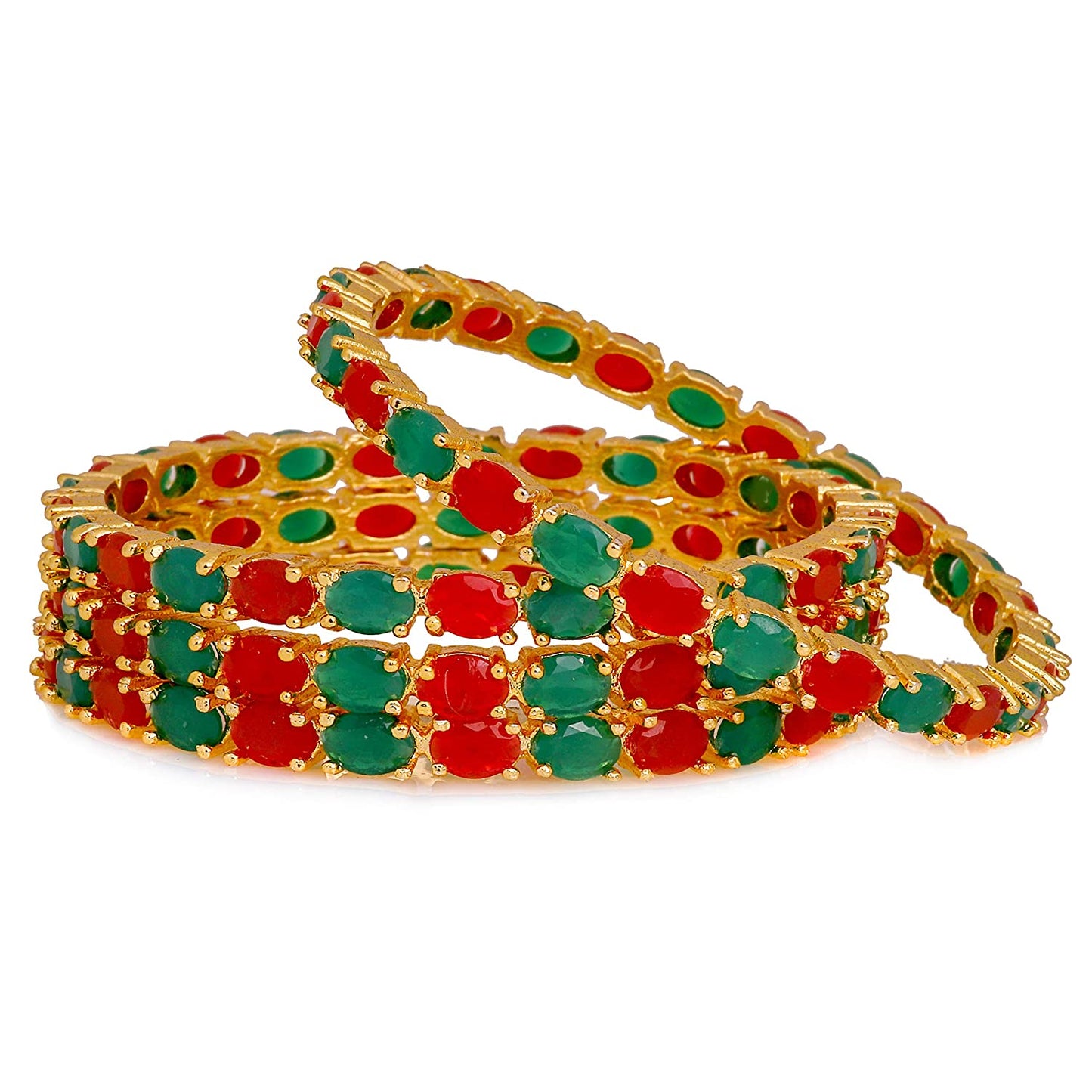 Gold-Polished Alloy Multi Ad 4 Bangles Set - The Pari - The Pari - Dinesh Associates