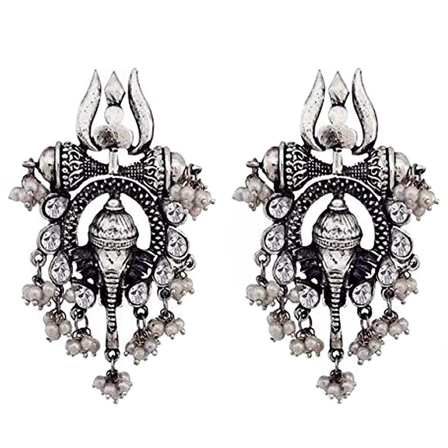 Silver-Plated Alloy Oxidised Ganesh Ji Shape Necklace - The Pari | Swadesiicart