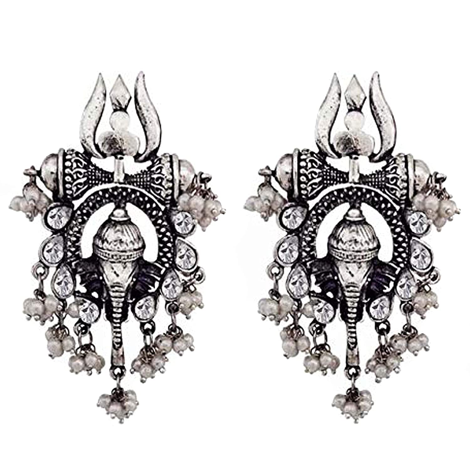 Silver-Plated Alloy Oxidised Ganesh Ji Shape Necklace - The Pari | Swadesiicart