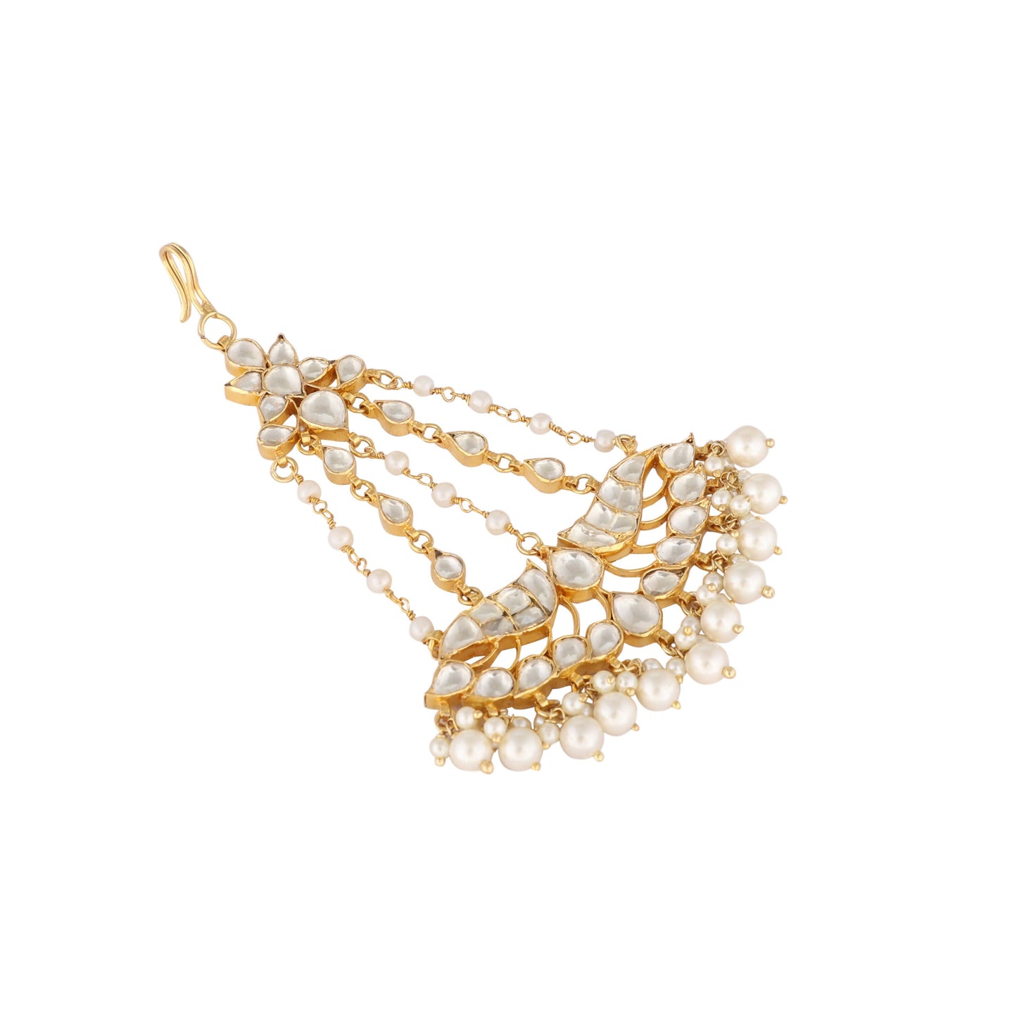 Nuyug 22K Gold-Plated Kundan & Pearl Studded Jhumar Paasa Head Jewellery | Swadesiicart