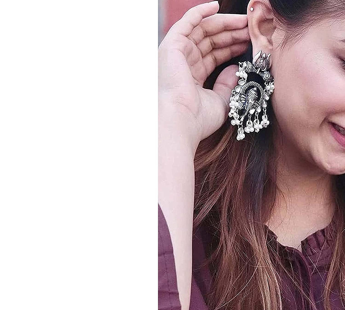 Silver-Plated Alloy Oxidised Rose Shape Necklace - The Pari | Swadesiicart