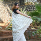 Very Much Indian Pure Linen Saree With Sleek Border And Exclusive Design - Grey | Swadesiicart