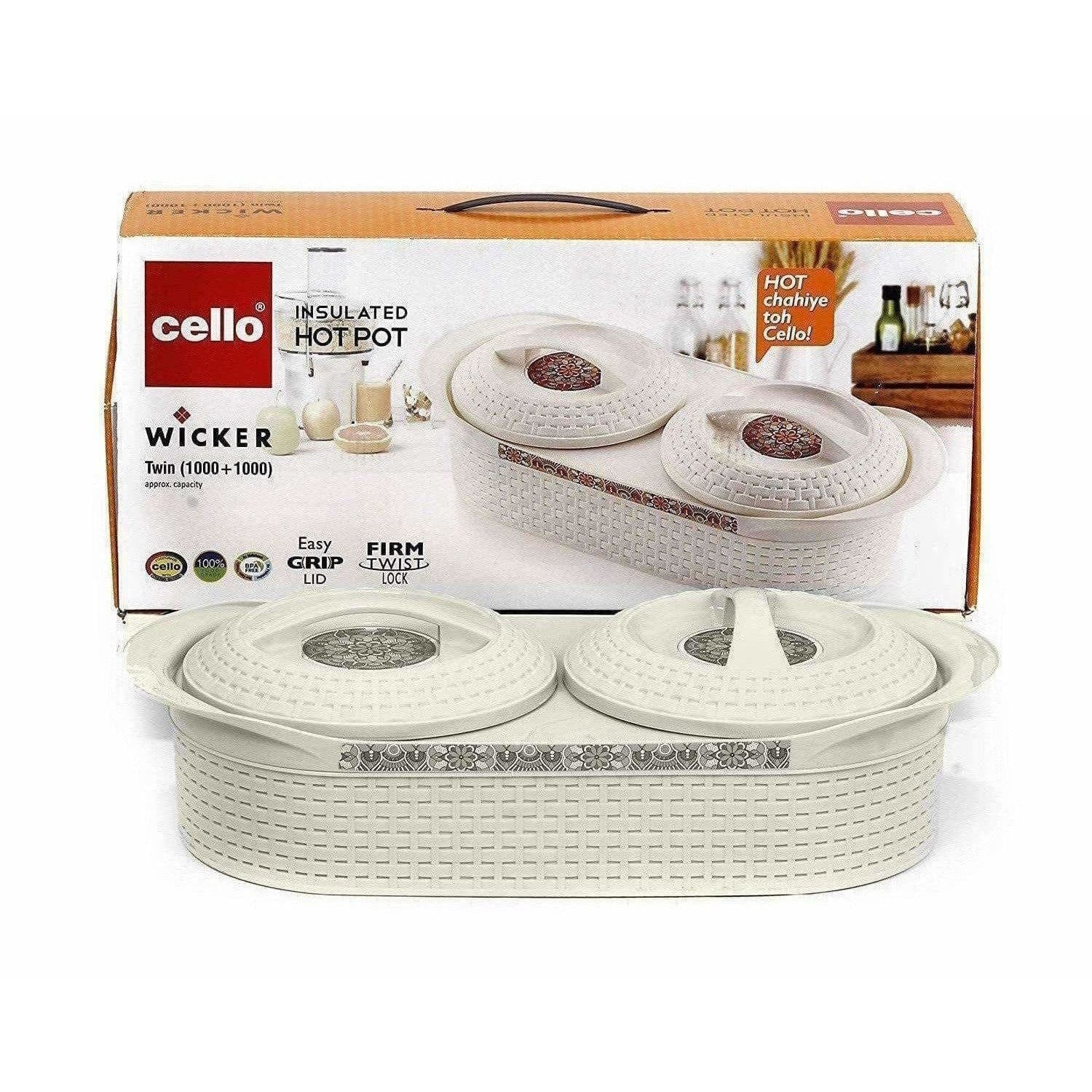 Cello Insulated Wicker Twin Hot Pot