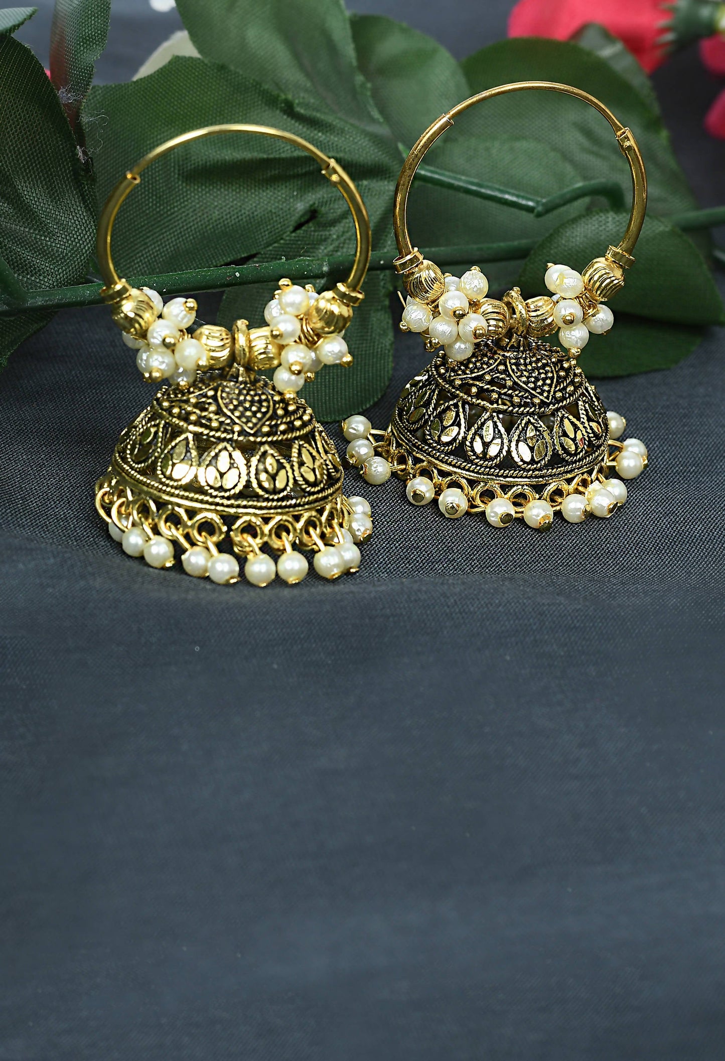 Mominos Fashion Johar Kamal Designer Golden Color Jhumkas | Swadesiicart
