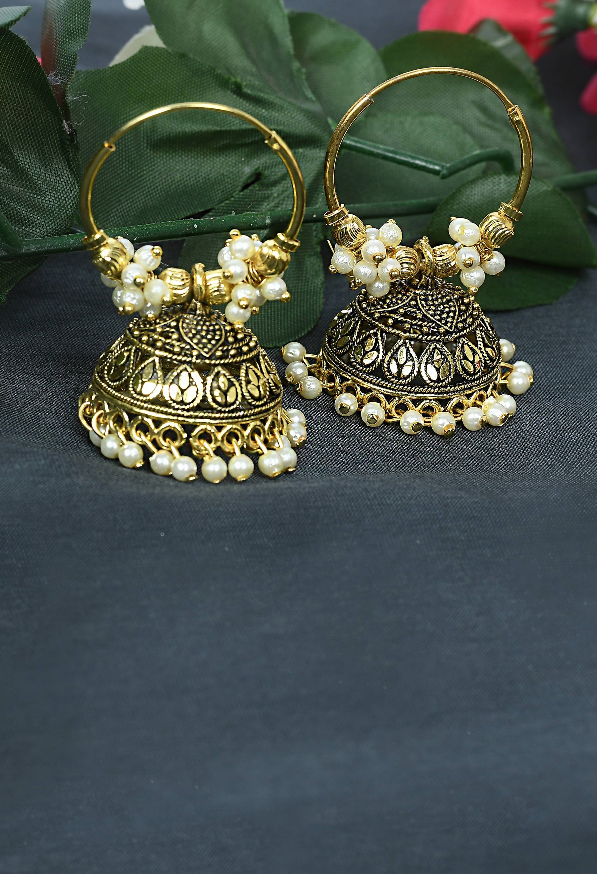 Mominos Fashion Johar Kamal Designer Golden Color Jhumkas | Swadesiicart