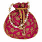 Ethnic Silk Potli bag Clutch Batwa Pouch with Embroidery and Metal Bead work Gift For Women - Swadesiicart