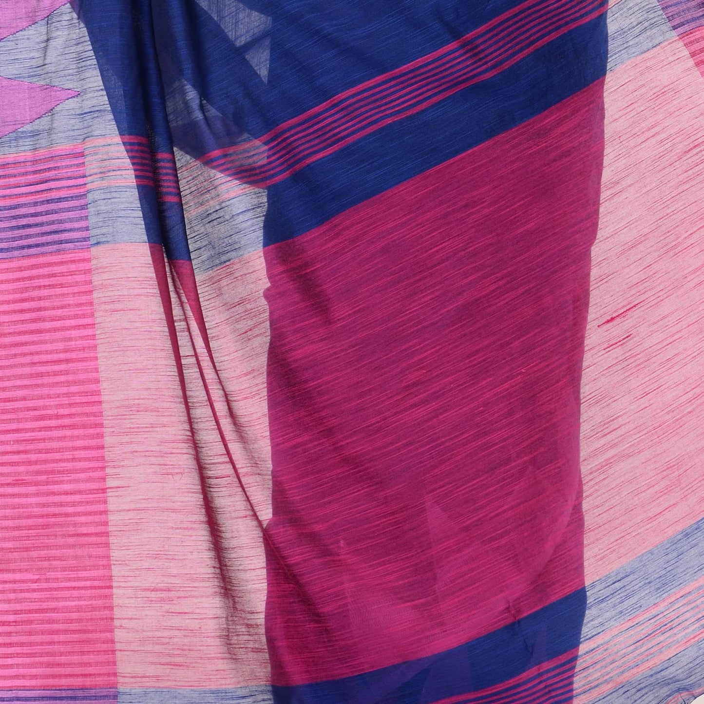 Desh Bidesh Women's Traditional Bengali Handloom Tant Pure Cotton Saree Khadi Temple Par Designed With Blouse Piece | Swadesiicart