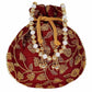 Ethnic Silk Potli bag Clutch Batwa Pouch with Embroidery and Metal Bead work Gift For Women - Swadesiicart