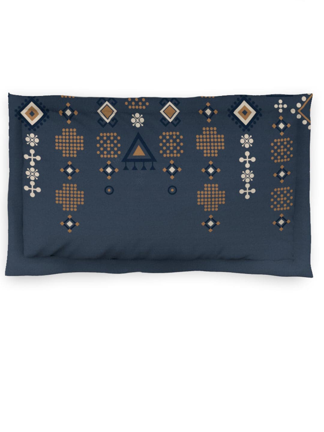 DDecor Blue & Brown Ethnic Motifs Cotton 150 TC Single Bedsheet with 1 Pillow Cover - Swadesiicart