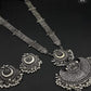 Silver-Plated Alloy Long Half Moon Oxidised Necklace - The Pari | Swadesiicart