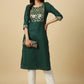 HERE&NOW Green Floral Yoke Design Gotta Patti Kurta - Swadesiicart