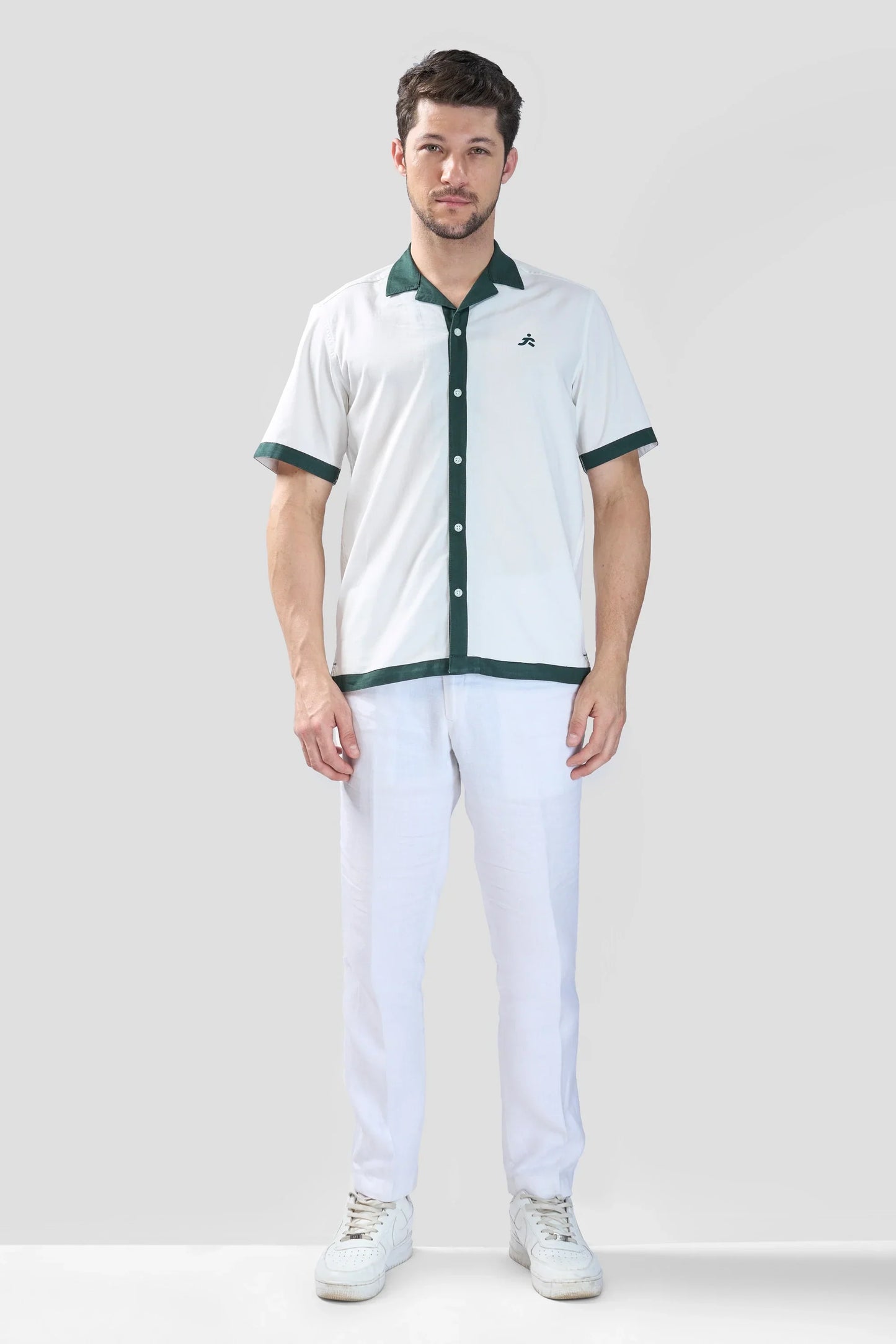 Xkind White Polo Backprinted Textured Relaxed Fit Shirt | Swadesiicart