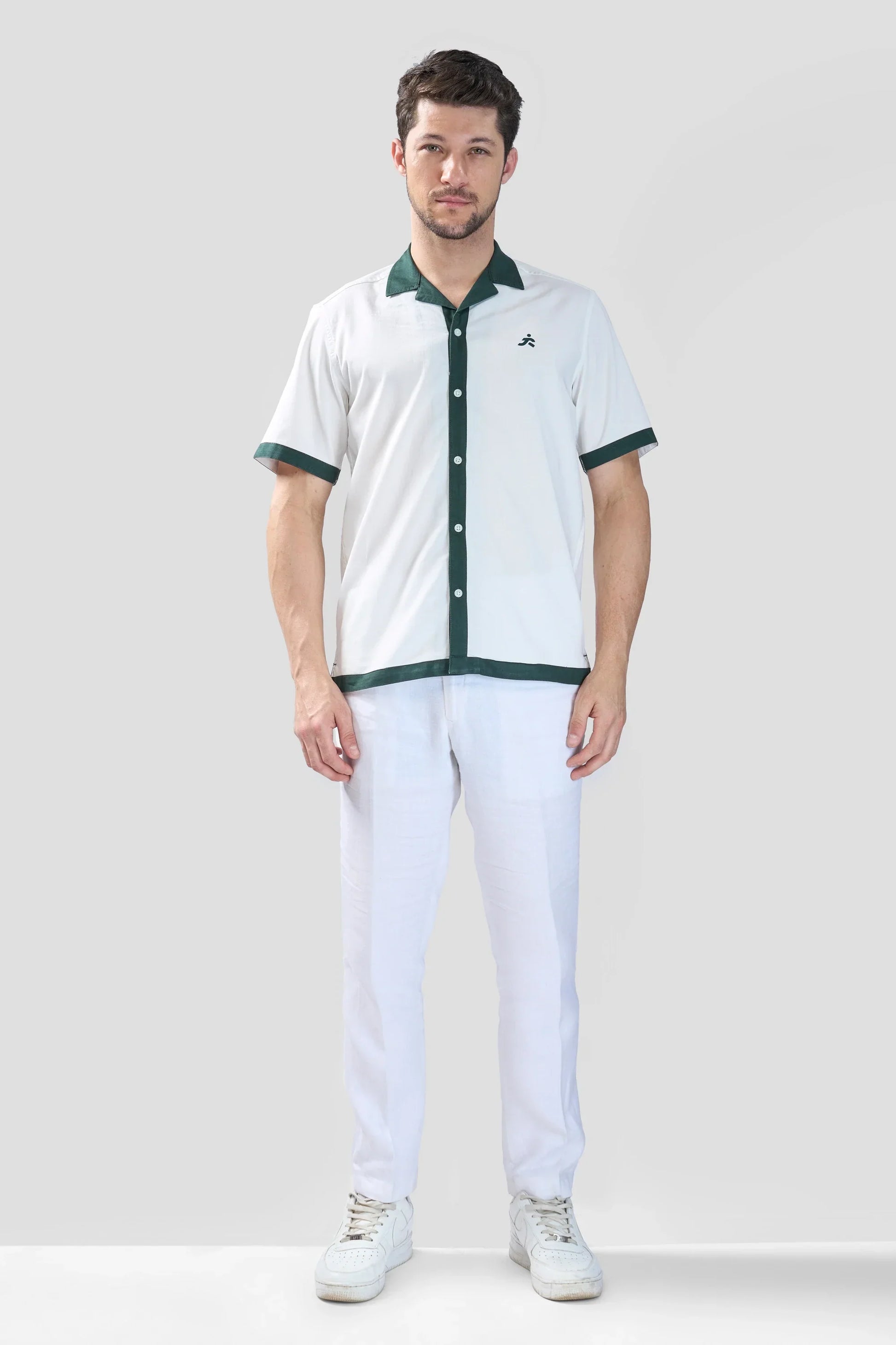 Xkind White Polo Backprinted Textured Relaxed Fit Shirt | Swadesiicart