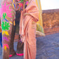 Mitera Peach-Coloured & Gold-Toned Ethnic Motifs Zari Silk Blend Banarasi Saree | Swadesiicart