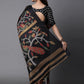 Mitera Black & Green Ethnic Motifs Jute Cotton Banarasi Saree with Matching Blouse | Swadesiicart