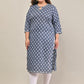 Swasti Plus size Floral Printed Keyhole Neck Cotton Kurta - Swadesiicart
