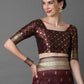 Mitera Brown & Gold-Coloured Ethnic Motifs Woven Design Silk Blend Banarasi Saree | Swadesiicart