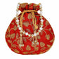 Ethnic Silk Potli bag Clutch Batwa Pouch with Embroidery and Metal Bead work Gift For Women