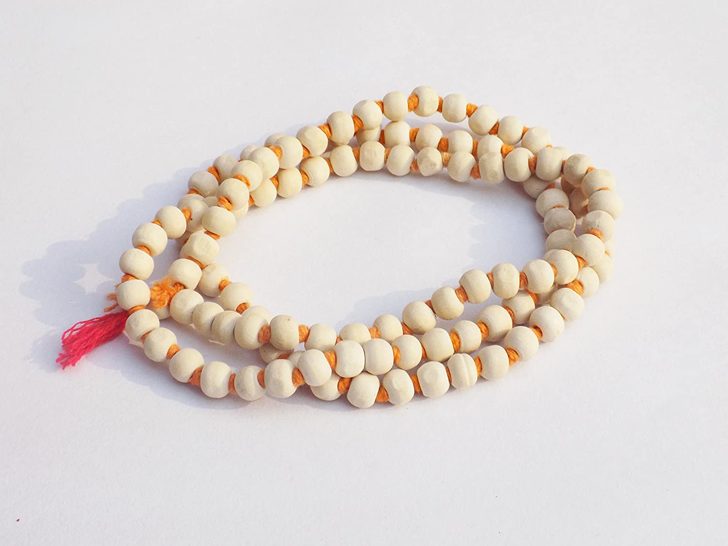 Kannssky White Tulsi Japa Mala 108 + 1 Beads | Swadesiicart