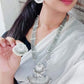 Silver-Plated Alloy Long Half Moon Oxidised Necklace - The Pari | Swadesiicart