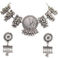 Silver-Plated Alloy Designer Round Motif Oxidised Necklace - The Pari | Swadesiicart