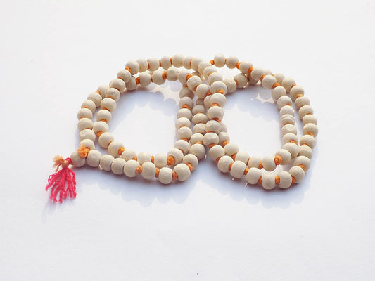 Kannssky White Tulsi Japa Mala 108 + 1 Beads | Swadesiicart