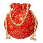 Ethnic Clutch Silk Potli Batwa Pouch Bag with Metal Bead work Gift