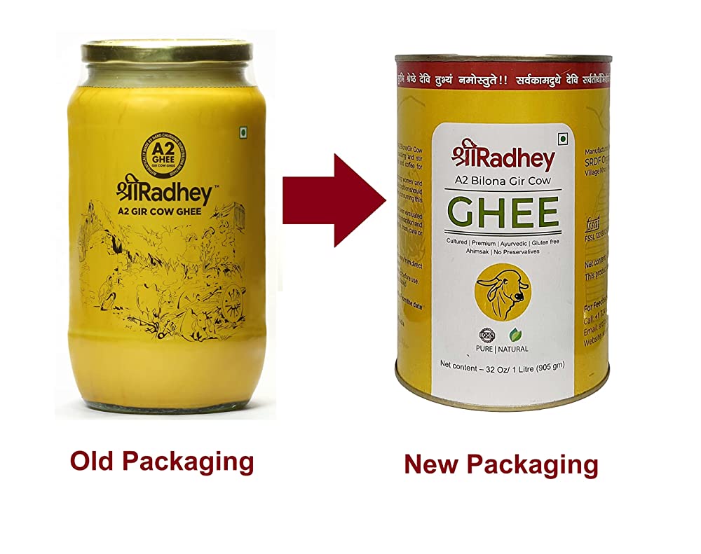 Shreeradhey A2 Bilona Gir Cow Ghee | Bilona Ghee 100% Pure | Churned From Curd | Homemade Organic Authentic Cow Ghee - Swadesiicart