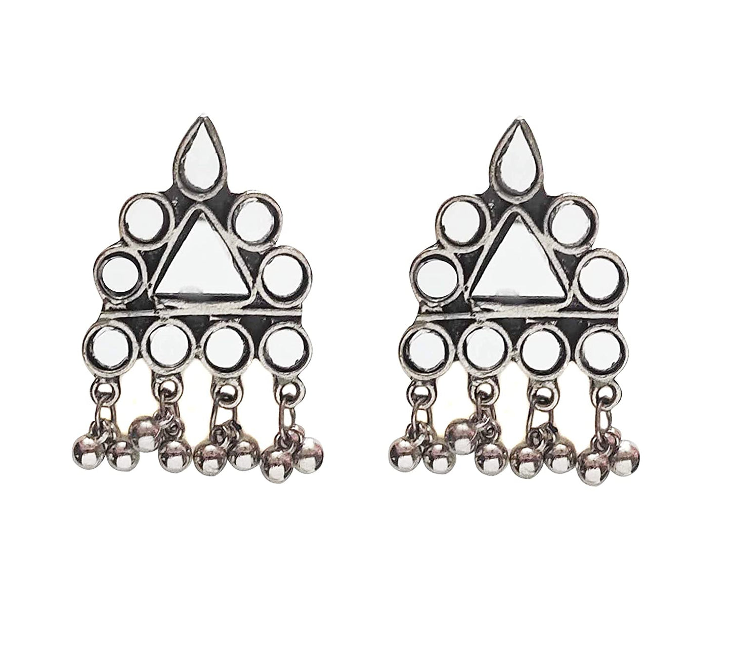 Silver-Plated Alloy Long Kundan Studded Silver Oxidised Necklace - The Pari | Swadesiicart