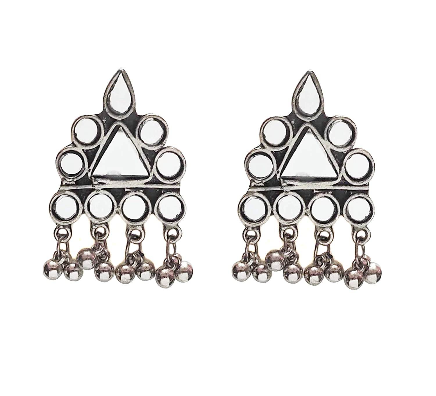 Silver-Plated Alloy Long Kundan Studded Silver Oxidised Necklace - The Pari | Swadesiicart