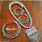 Tehzeeb Creations Women's Silver Colour Oxidised Necklace Earring And Bangle Set - Swadesiicart