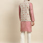 Sojanya Men Pink Ethnic Motifs Kurta with Churidar & Nehru Jacket | Swadesiicart