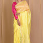 Very Much Indian Pure Linen Silk Saree With Sleek Border - Yellow | Swadesiicart