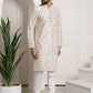 Sojanya Men Cream-Coloured & Brown Silk Cotton Printed Regular Kurta with Churidar | Swadesiicart