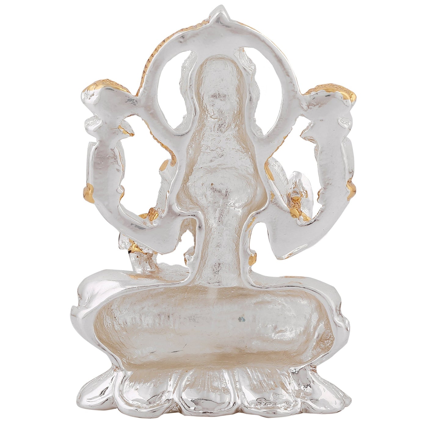 Estele Gold & Rhodium goddess of wealth Laxmi Devi Idol on lotus for Pooja/Car decor - Swadesiicart