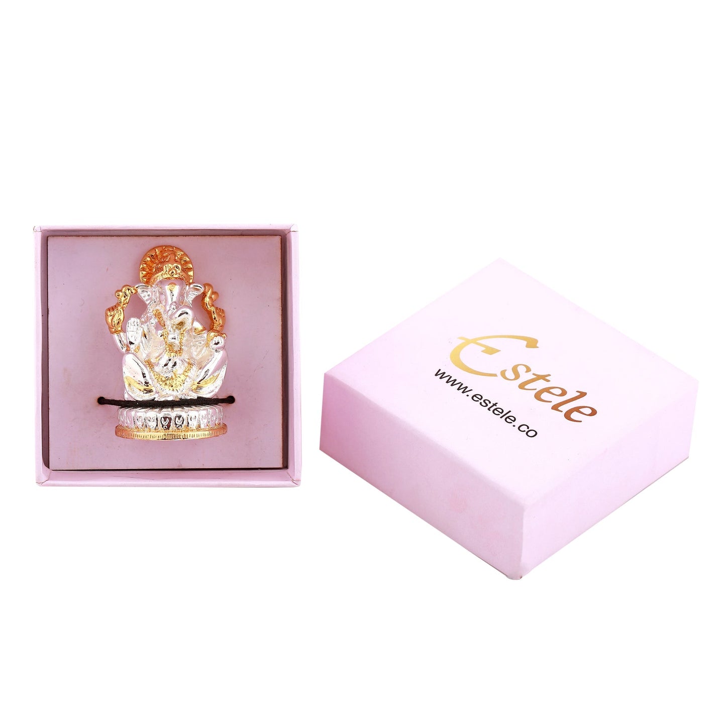 Estele Gold-Polished God of beginnings Lord Ganesha Idol with Sitting position for Home/Office Decors - Swadesiicart