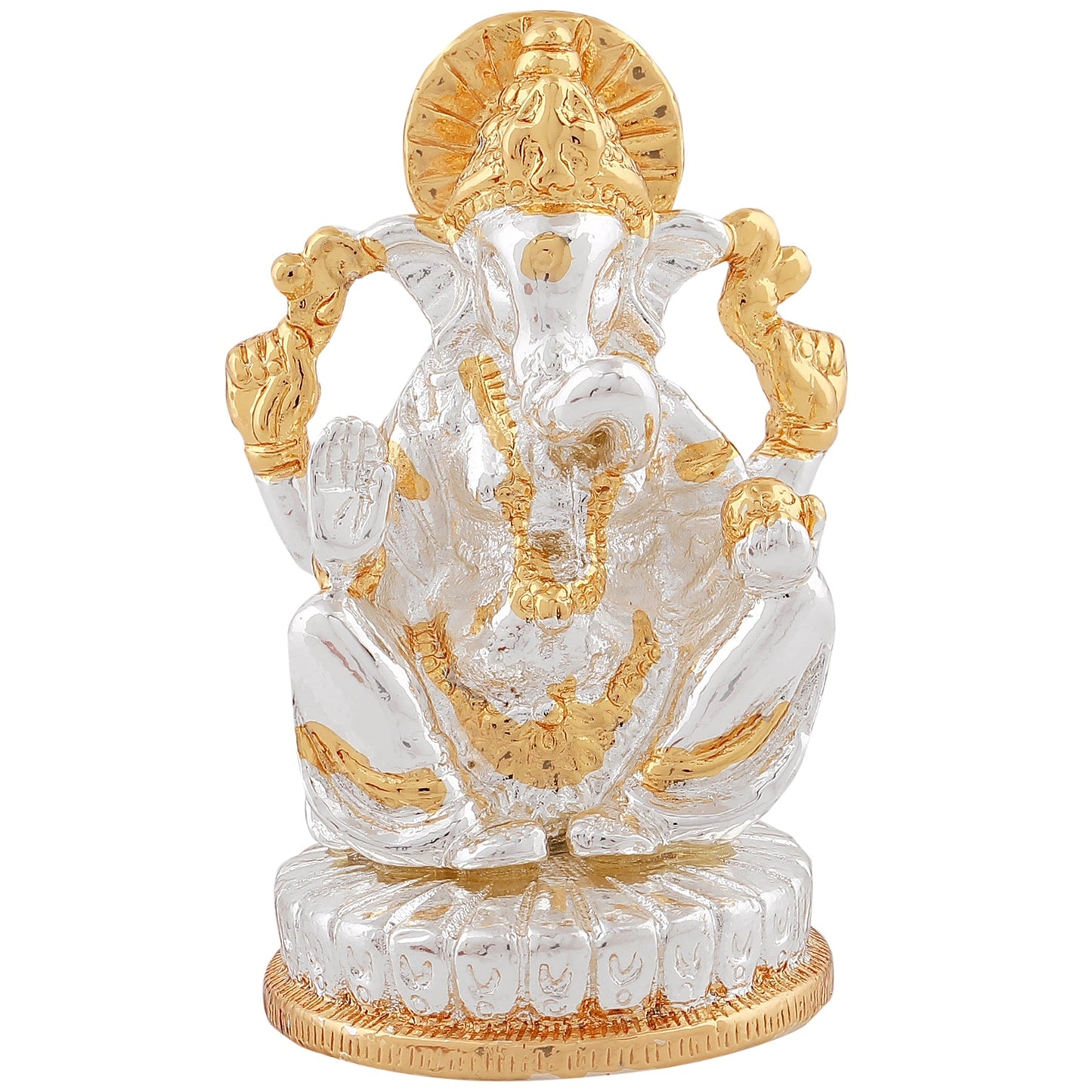 Estele Gold-Polished God of beginnings Lord Ganesha Idol with Sitting position for Home/Office Decors - Swadesiicart