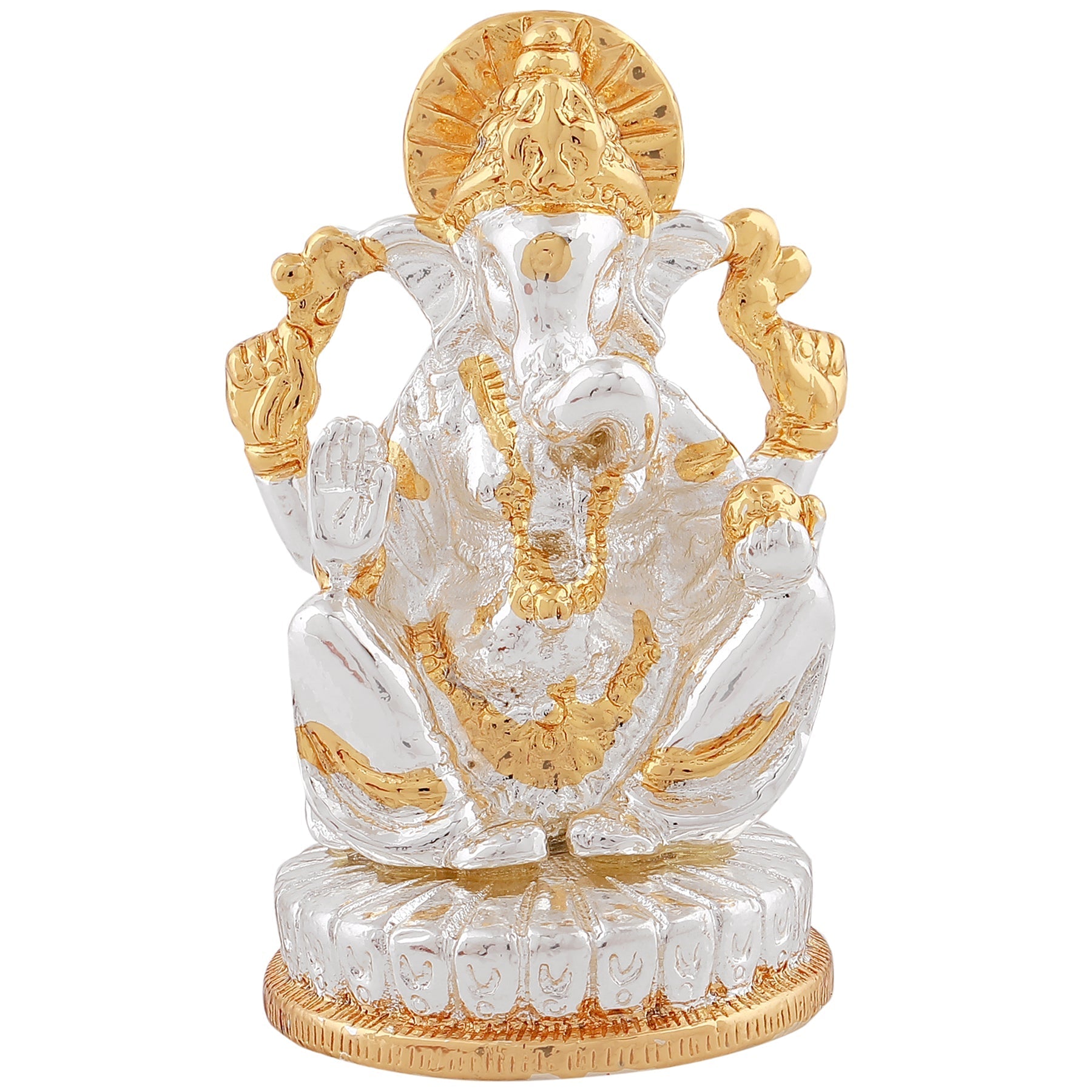 Estele Gold-Polished God of beginnings Lord Ganesha Idol with Sitting position for Home/Office Decors - Swadesiicart