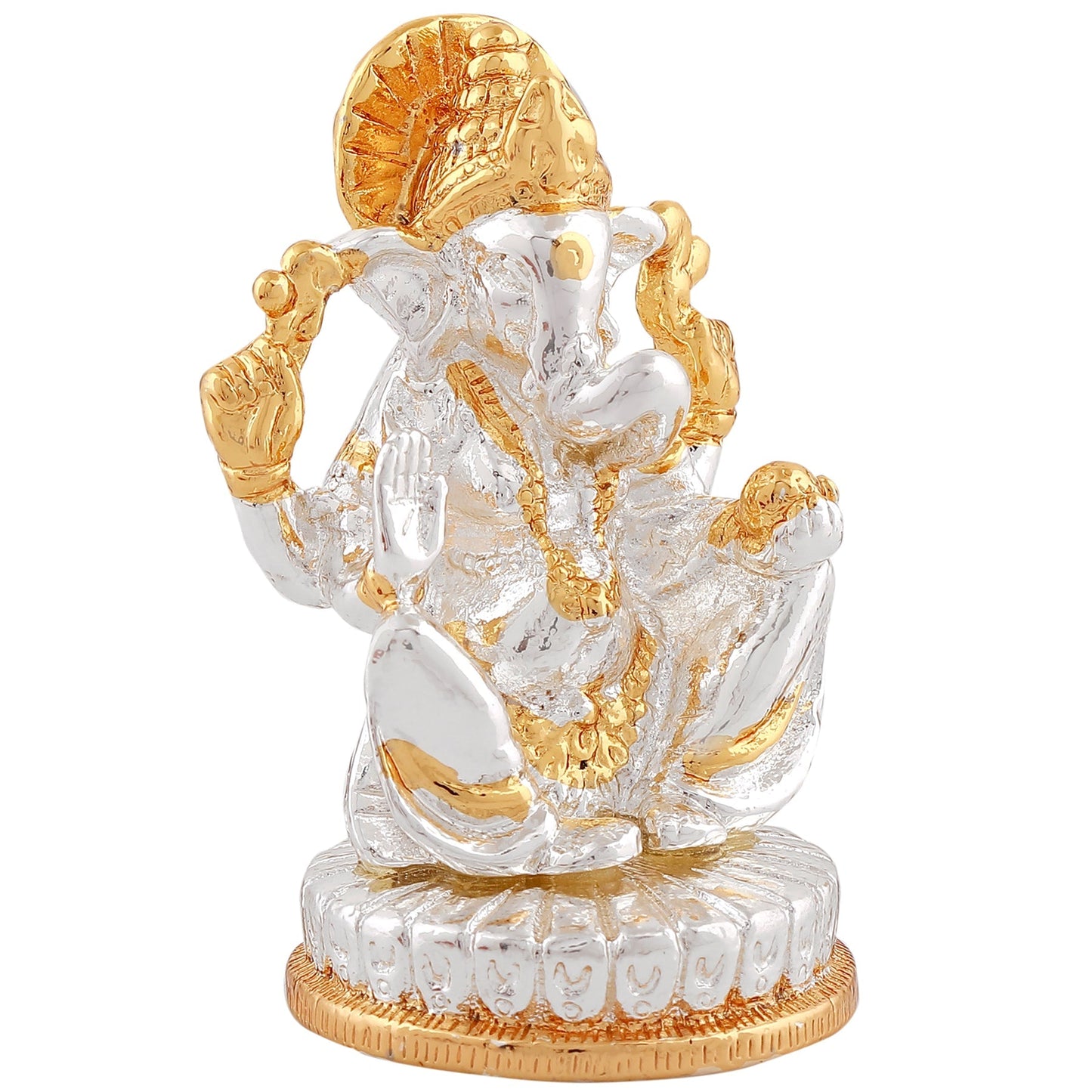 Estele Gold-Polished God of beginnings Lord Ganesha Idol with Sitting position for Home/Office Decors - Swadesiicart