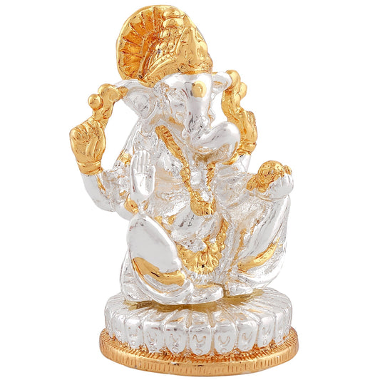 Estele Gold-Polished God of beginnings Lord Ganesha Idol with Sitting position for Home/Office Decors - Swadesiicart