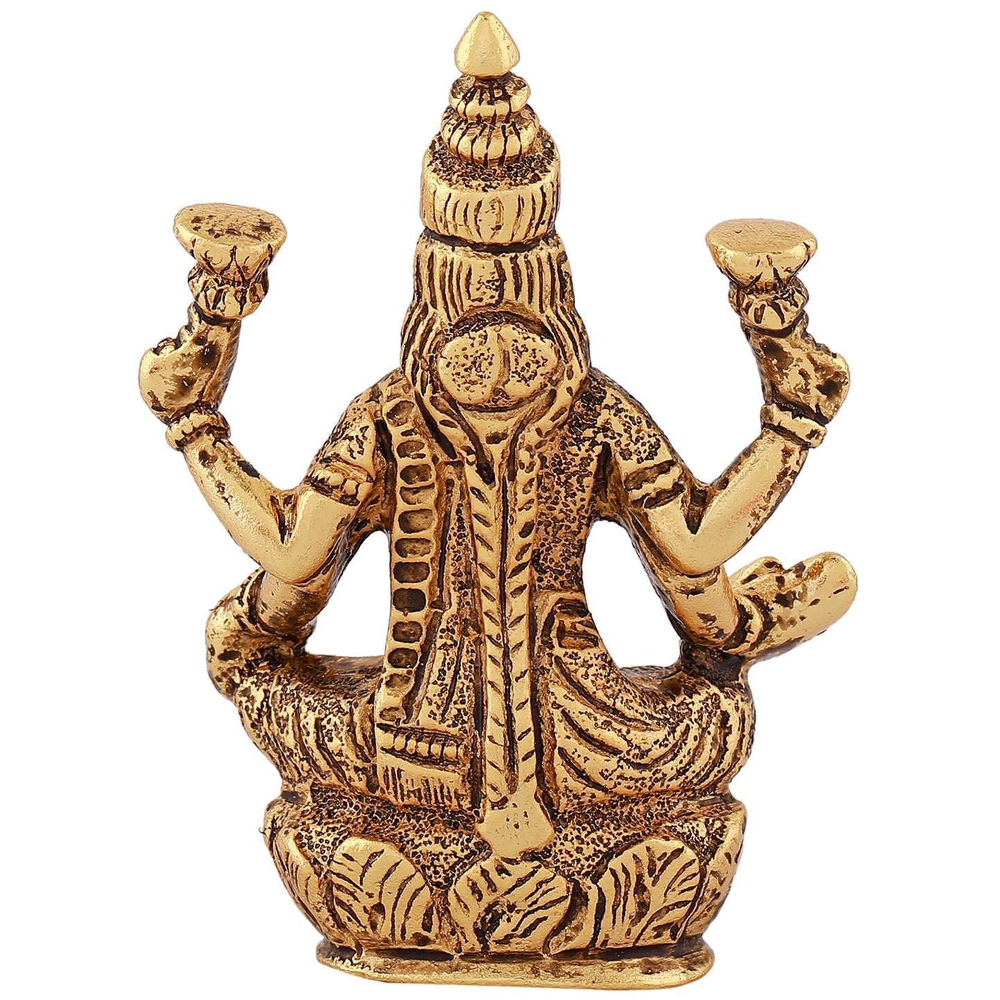 Estele Gold-Polished goddess of wealth Laxmi Devi on lotus Idol for Pooja/Car decor - Swadesiicart
