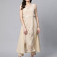 Ahalyaa Women Beige Pure Cotton Printed Floral Kurta With Trousers | Swadesiicart