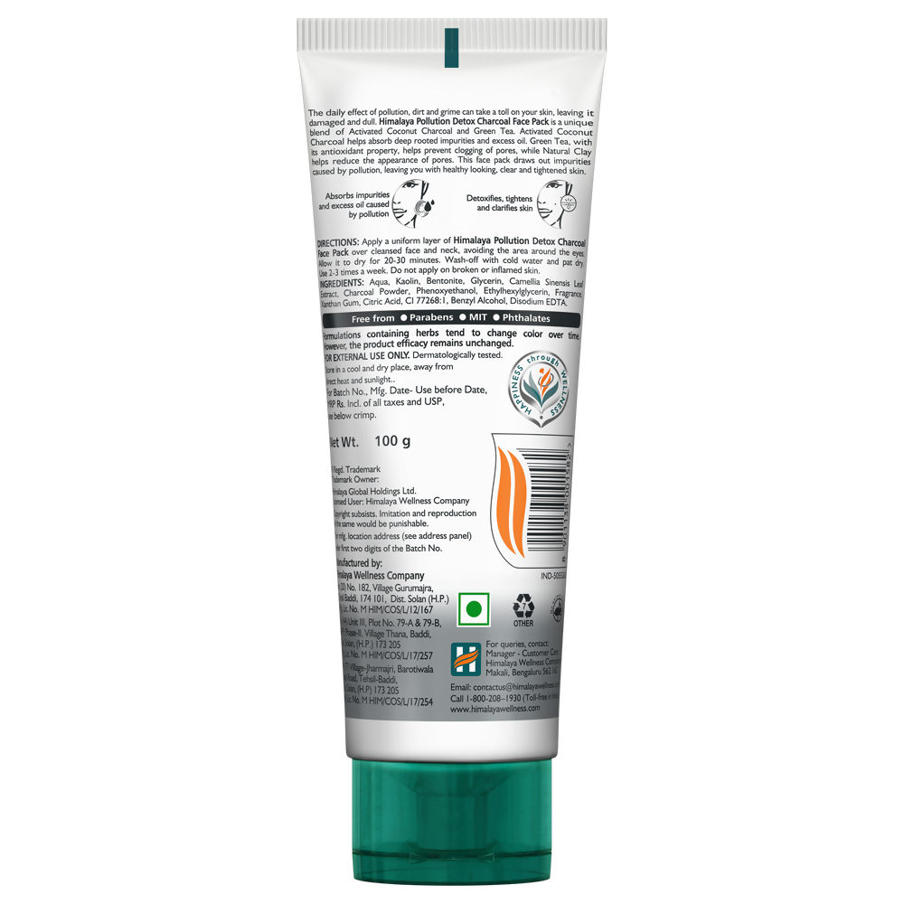 Himalaya Herbals Pollution Detox Charcoal Face Pack - Swadesiicart