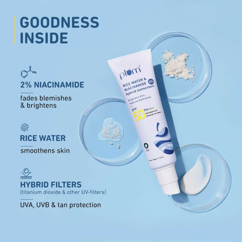 Plum 2% Niacinamide Sunscreen SPF 50 PA+++ UVA/B - Reduces Tan, No White Cast, Dermat Tested - Swadesiicart