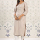 Ode by House of Pataudi Striped Round Neck Straight Cotton Kurta - Swadesiicart