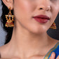 Aadita Gold-Toned Geometric Jhumkas Earrings - Swadesiicart