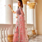 Tikhi Imli Floral Beads and Stones Organza Heavy Work Saree | Swadesiicart