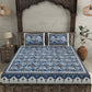 JAIPUR FABRIC Festival Waves Blue & White Cotton 210 TC Queen Bedsheet & 2 Pillow Covers | Swadesiicart