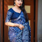 Lightblue Jute Silk Printed Saree with Unstitched Blouse - Hiral Fashion | Swadesiicart