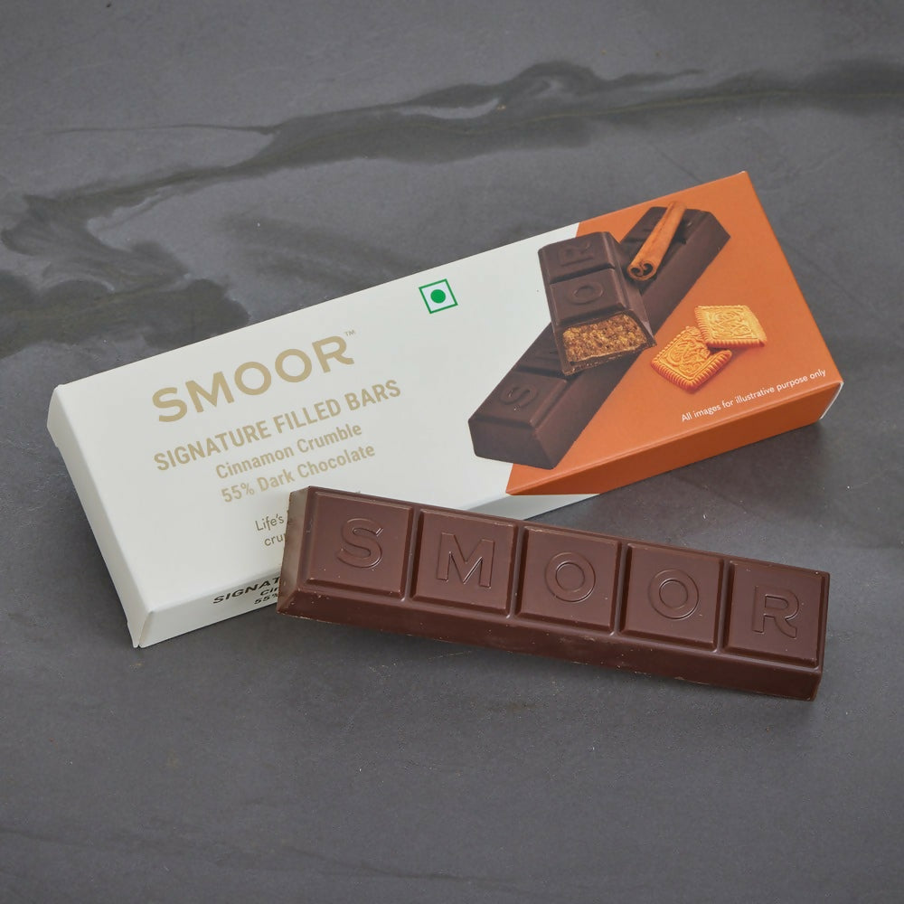 Smoor Signature Filled Bars Cinnamon Crumble 55% Dark Chocolate | Swadesiicart